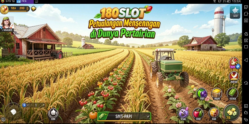 Tampilan menarik dari gameplay 180SLOT yang menunjukkan aktivitas bertani.