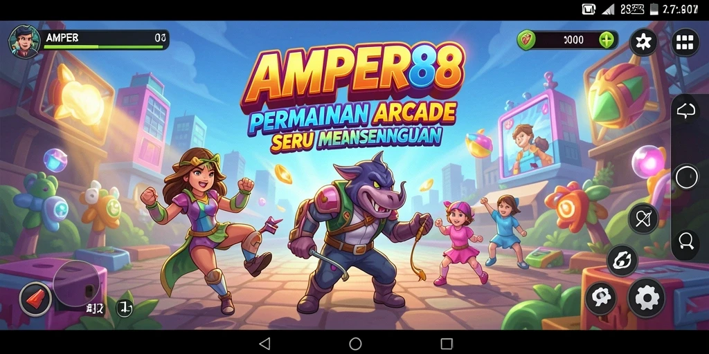 Tampilan gameplay seru dan penuh warna dari AMPER88.