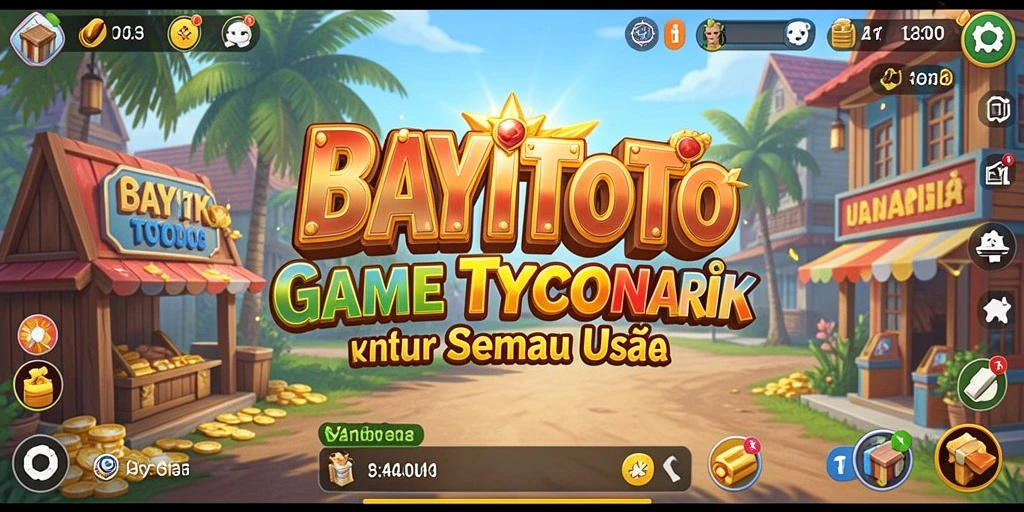 Tangkapan layar utama BAYITOTO menunjukkan aksi gameplay yang dinamis dan strategi pengelolaan bisnis.
