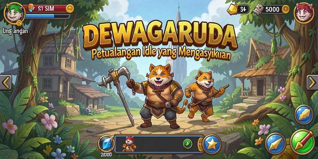 Tampilan seru gameplay DEWAGARUDA dalam mengembangkan karakter Idle.