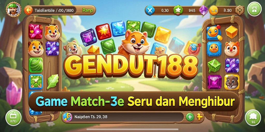 Screenshot GENDUT188 menampilkan gameplay Match-3 yang seru.