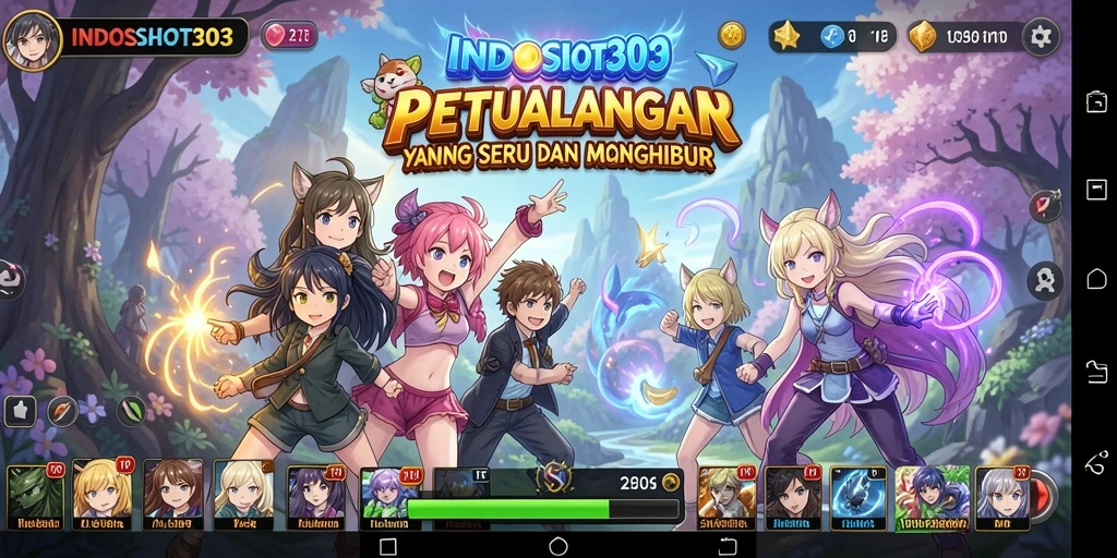 Screenshot gameplay <strong>INDOSLOT303</strong> menunjukkan serunya aksi petualangan anime.