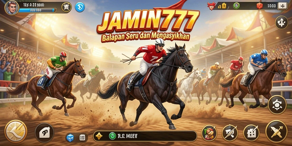 Screenshot utama JAMIN777 menunjukkan aksi balapan yang mendebarkan.
