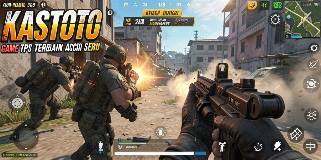 Screenshot KASTOTO menampilkan aksi seru dalam gameplay TPS.