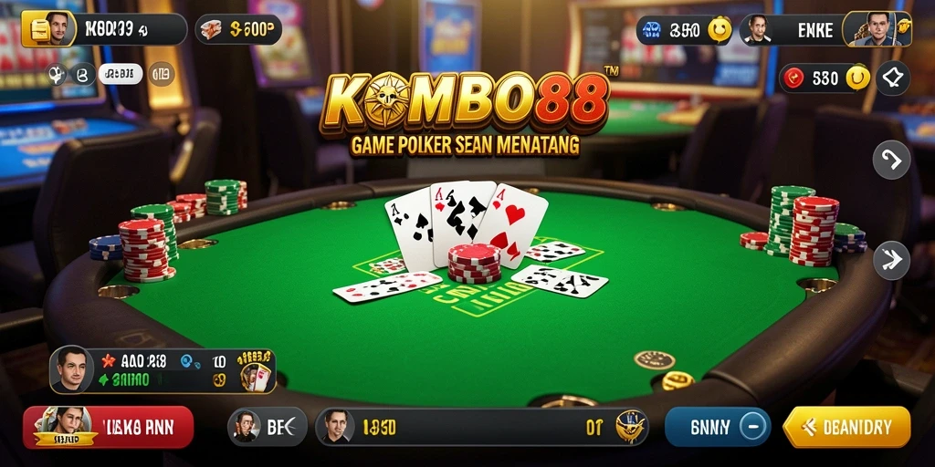 Tampilan gameplay Poker yang seru dan interaktif di KOMBO88.