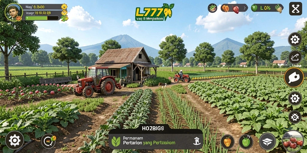 Screenshot permainan L777 menampilkan aktivitas pertanian yang menarik.
