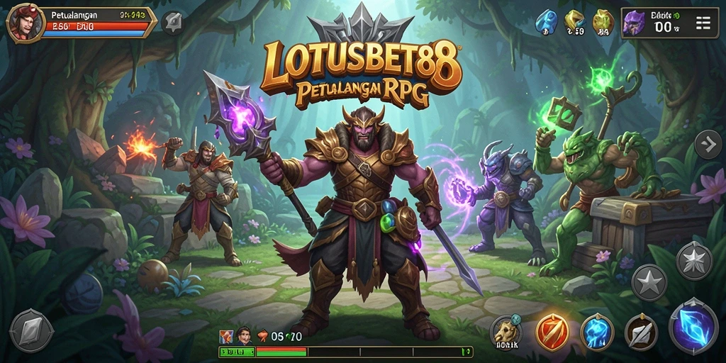 Screenshot menunjukkan aksi seru di <strong>LOTUSBET88</strong> dengan berbagai karakter dan monster.