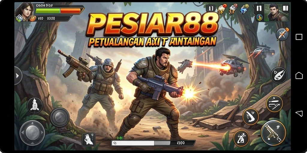 Tangkapan layar menunjukkan aksi mendebarkan dalam PESIAR88.