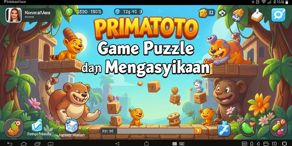 Screenshot gameplay PRIMATOTO dengan tampilan puzzle yang menarik.