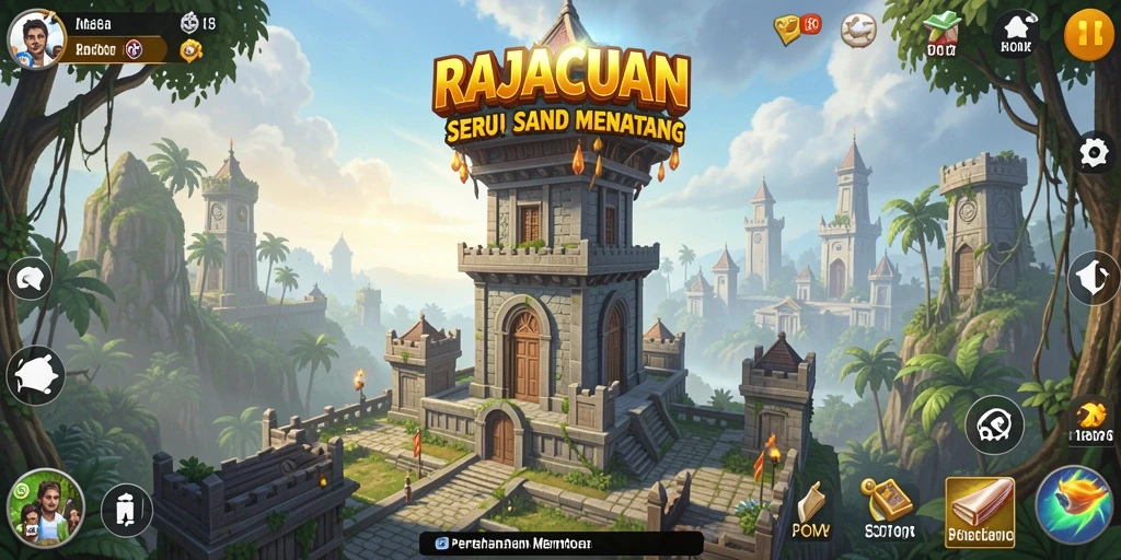Screenshot menunjukkan aksi strategis dalam permainan Tower Defense RAJACUAN.