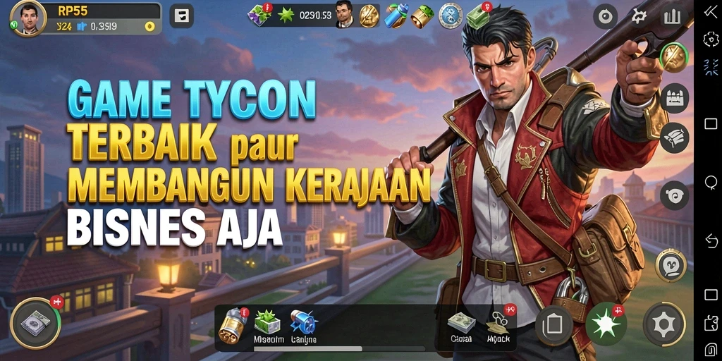 Tampilan gameplay RP55 yang menampilkan bingkai bisnis yang dinamis.