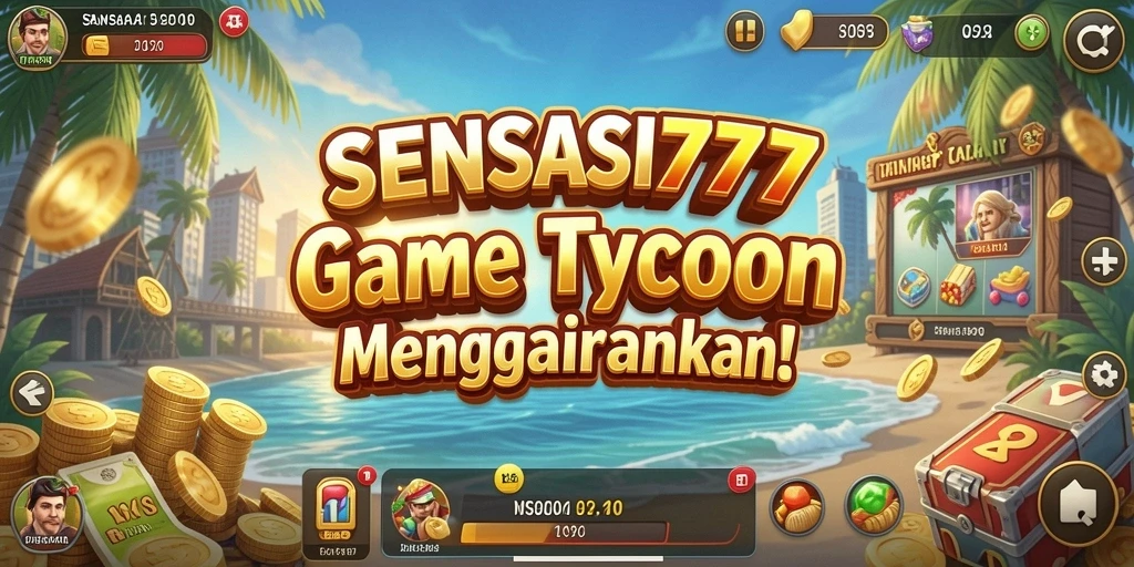 Gameplay SENSASI777 menunjukkan suasana membangun bisnis yang mendebarkan.