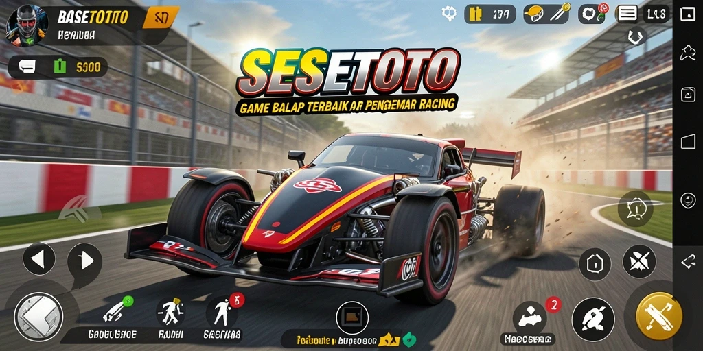 Tampilan gameplay SESETOTO yang mendebarkan dan penuh aksi balap.