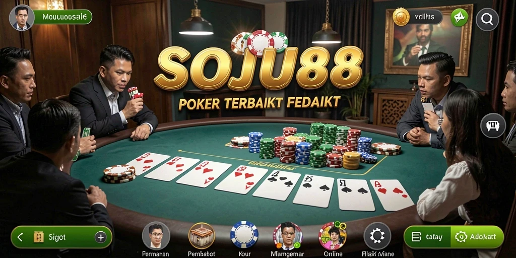 Screenshot gameplay SOJU88 menunjukkan aksi seru permainan Poker.