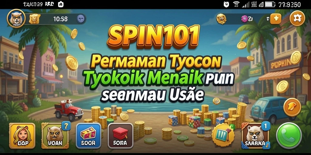 Tampilan gameplay SPIN101 dengan elemen Tycoon yang menarik.