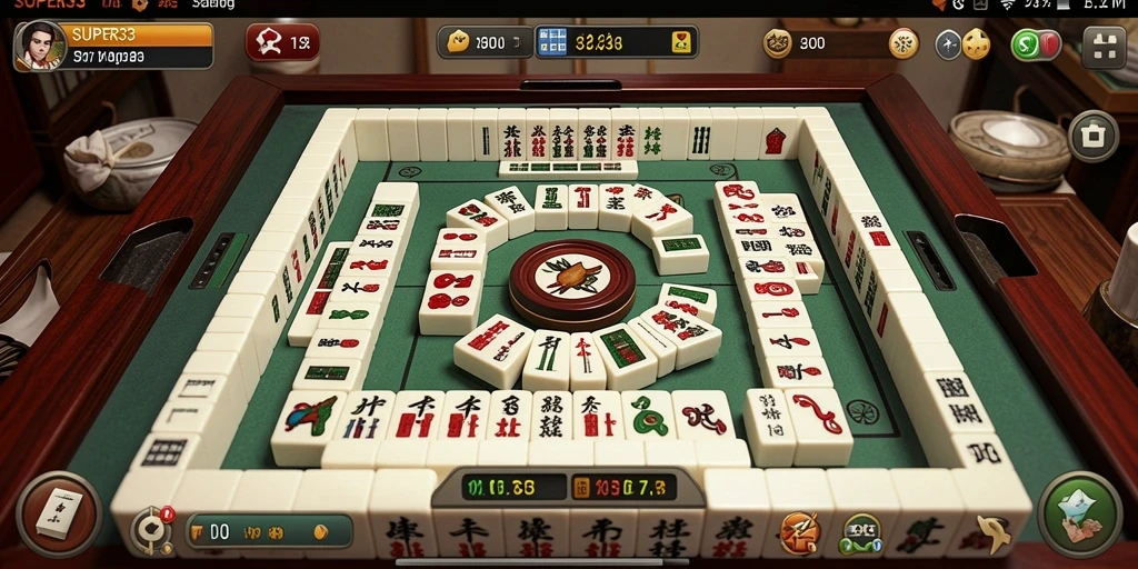 Tangkapan layar utama SUPER33 menampilkan gameplay Mahjong yang dinamis dan menarik.