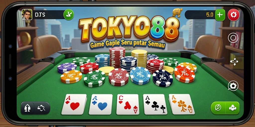 Screenshot gameplay Gaple TOKYO88 yang seru dan menarik.