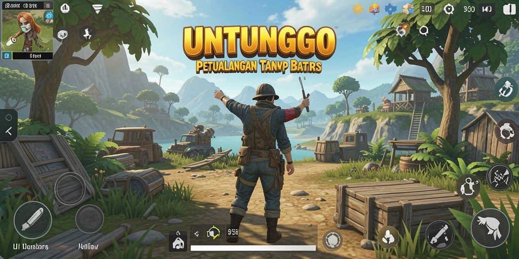 Gameplay UNTUNGGO menampilkan petualangan seru di dunia terbuka.