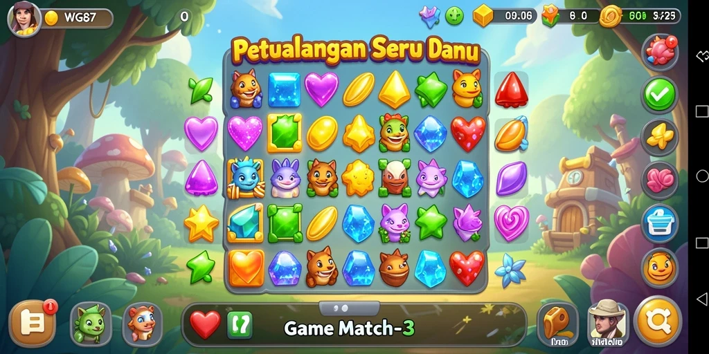 Tangkap momen seru dalam gameplay Match-3 WG87.