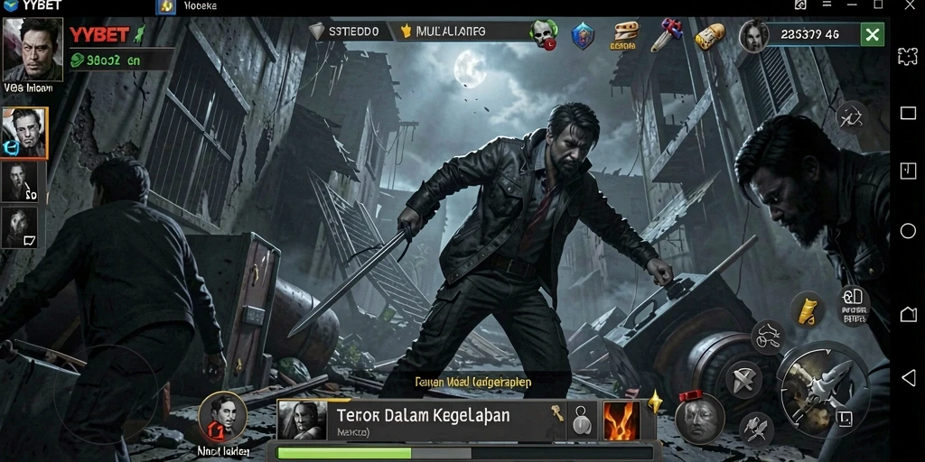 Screenshot gameplay YYBET menampilkan suasana mencekam dengan elemen horor yang kuat.